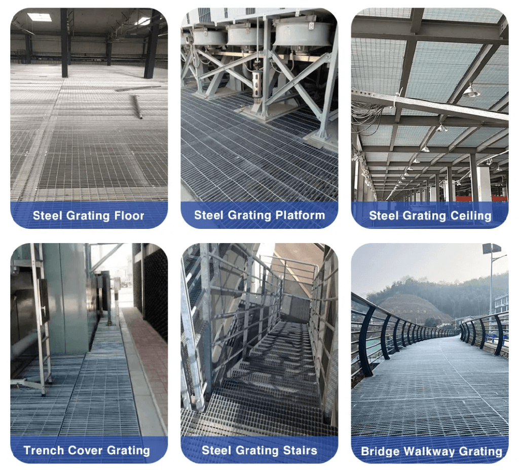 Manufacturer OEM Customized Hot Dipped Galvanized Plain Serrated Steel Grating for Platform Walkway Drain Trench Cover 8